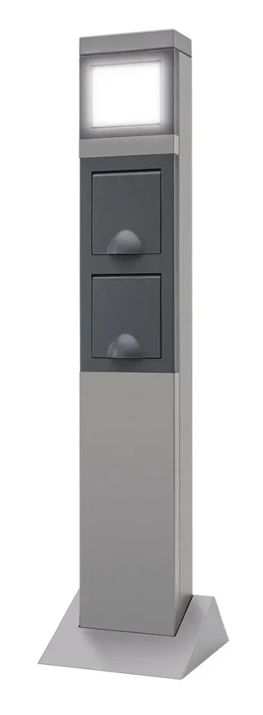 Garten Steckdosensäule 2fach mit LED Beleuchtung, Alu