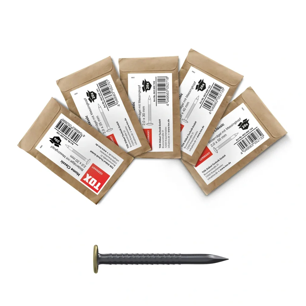 Bildernagel Home Classic mit Messingkopf 2,0 x 40 mm, 20 Stück