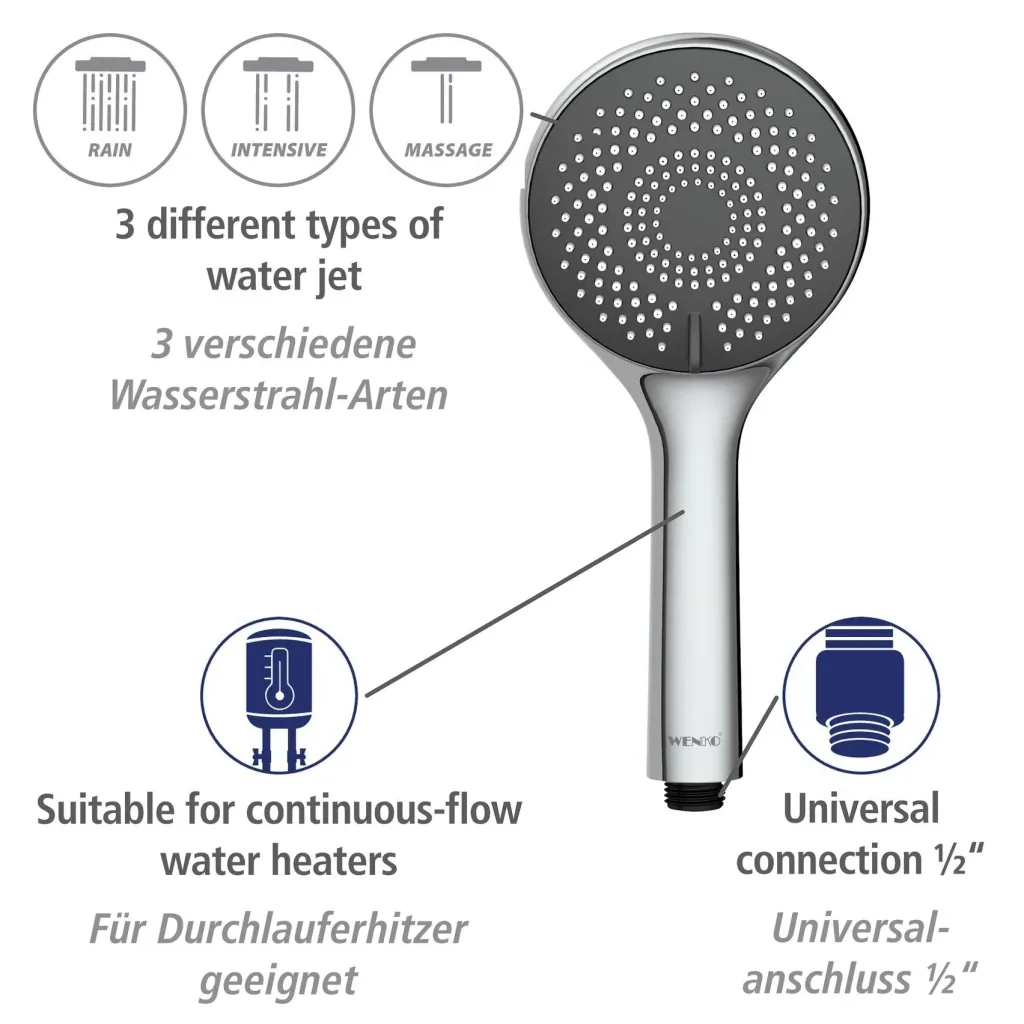 Wasserspar-Brauseset Watersaving Chrom, Länge Stange: 70 cm