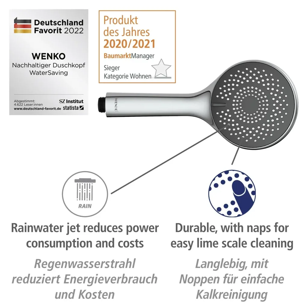 Wasserspar-Brauseset Watersaving Chrom, Länge Stange: 70 cm