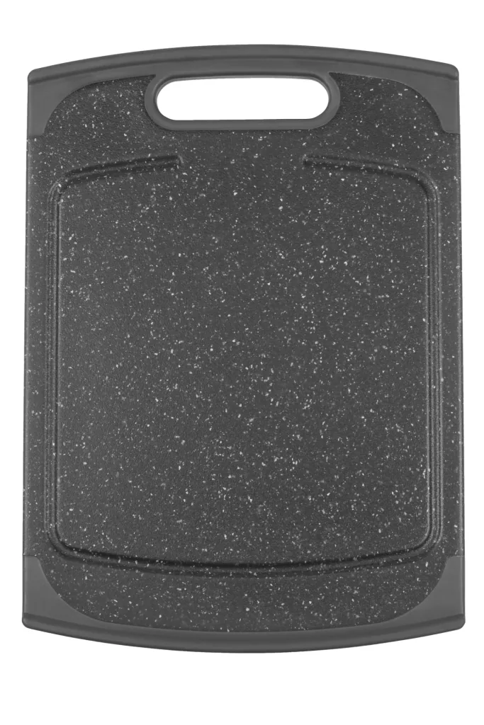 Schneidebrett mit Saftrinne, in Granitoptik, Schwarz, 360 x 250 mm