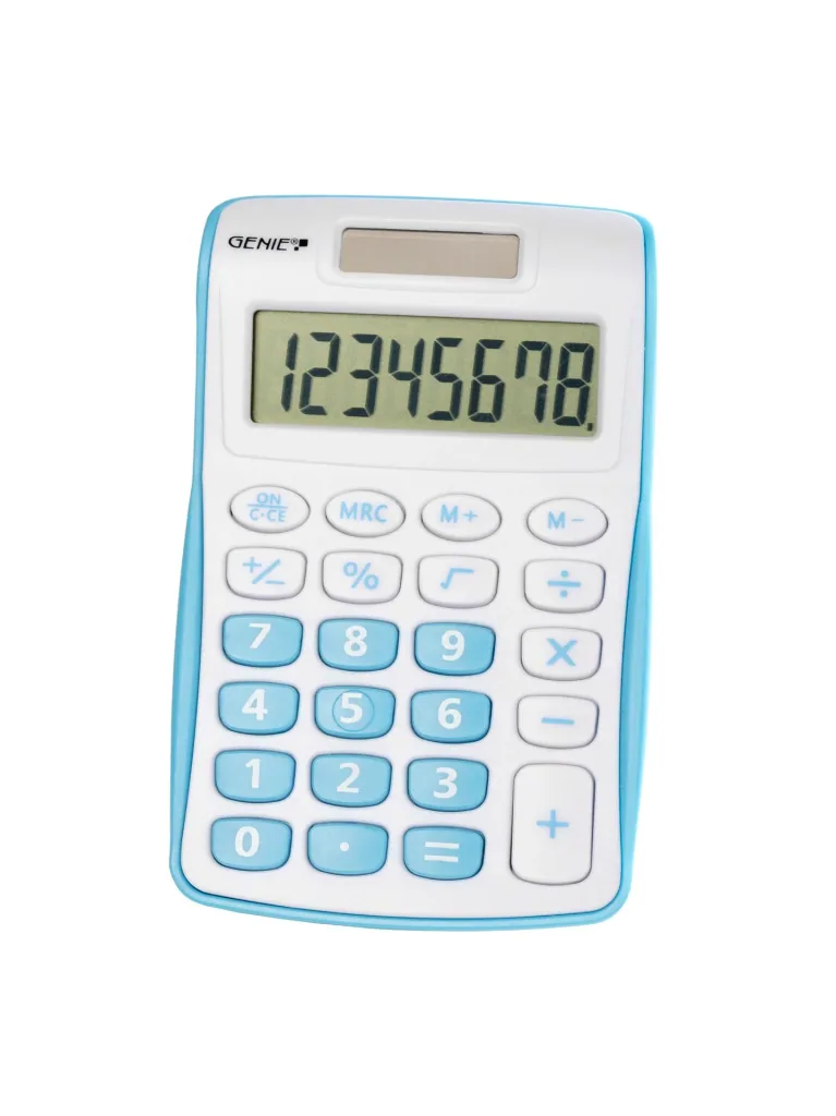 Kompakter Taschenrechner mit 8stelligem Display und Dual-Power, blau