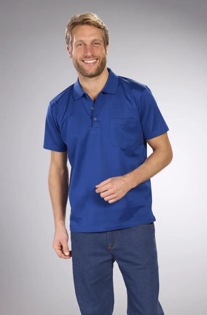 Poloshirt mit Knopfleiste, Farbe kobalt, Gr.M