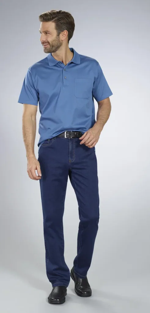 Poloshirt mit Knopfleiste, Farbe kobalt, Gr.M