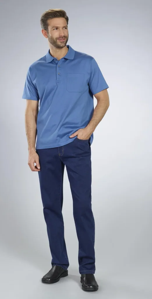 Poloshirt mit Knopfleiste, Farbe kobalt, Gr.M