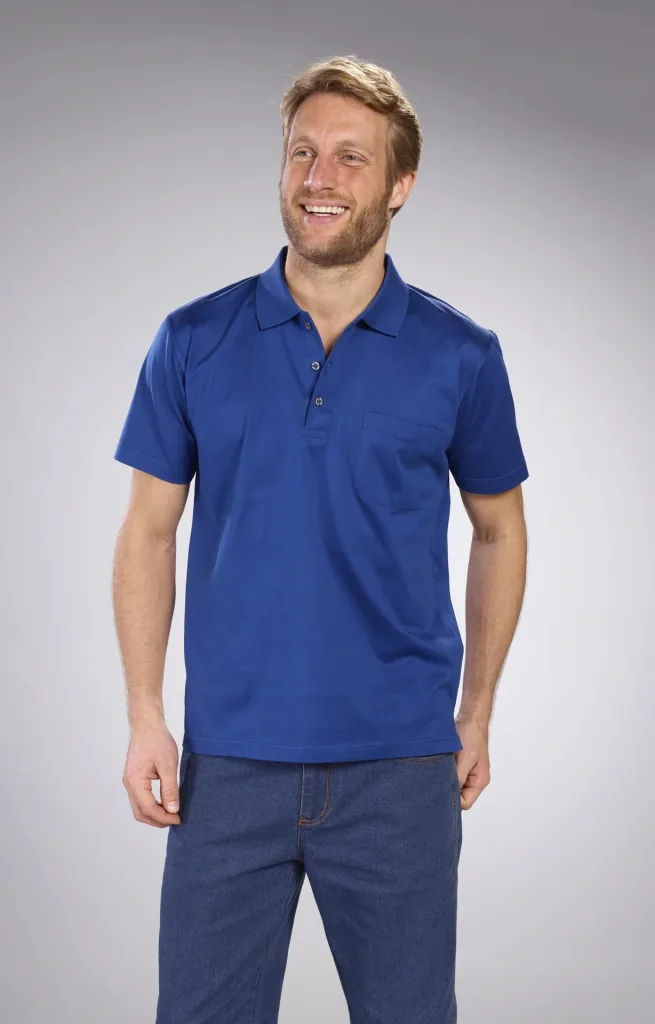 Poloshirt mit Knopfleiste, Farbe kobalt, Gr.M