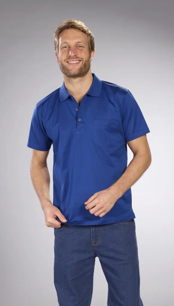 Poloshirt mit Knopfleiste, Farbe kobalt, Gr.M