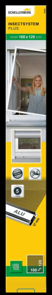 Insektenschutzfenster PLUS mit Alurahmen, Farbe weiß, 100 x 120 cm