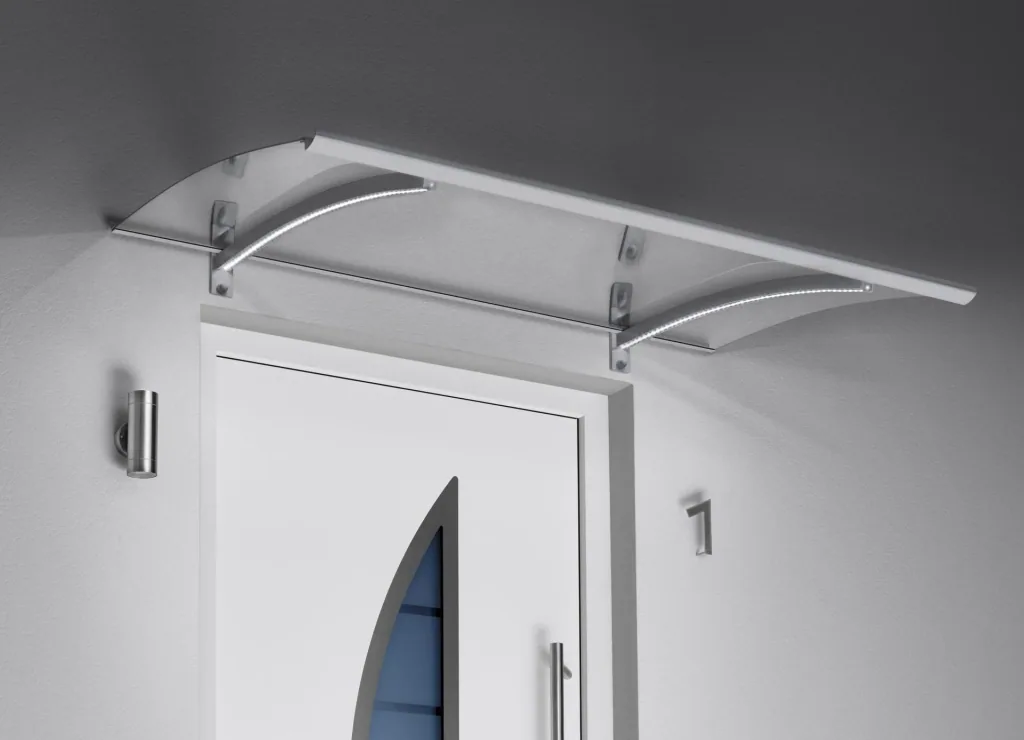 Pultvordach mit LED-Technik, 1500 x 900 x 220 mm, Edelstahl