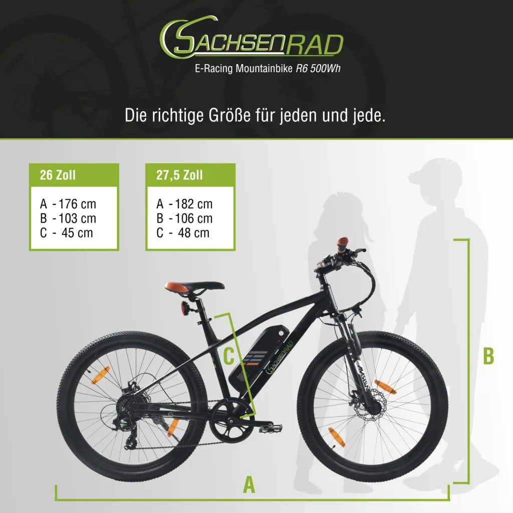 Unisex E-Racing Mountain Bike 26 Zoll, 7-Gang Kettenschaltung, schwarz-orange, R6
