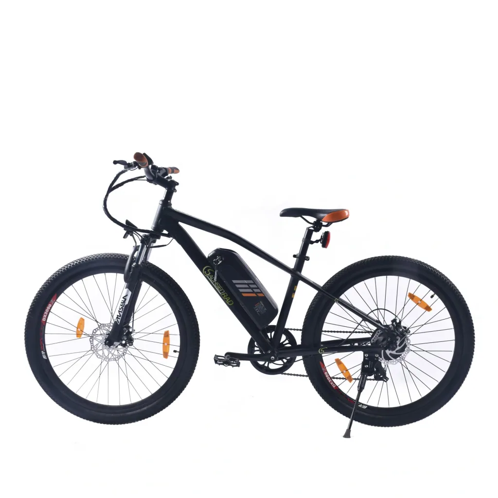 Unisex E-Racing Mountain Bike 26 Zoll, 7-Gang Kettenschaltung, schwarz-orange, R6