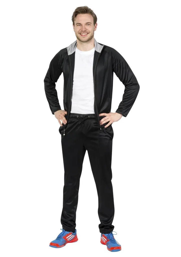 Trainingsanzug, 2-teilig, schwarz/grau, Gr. XL