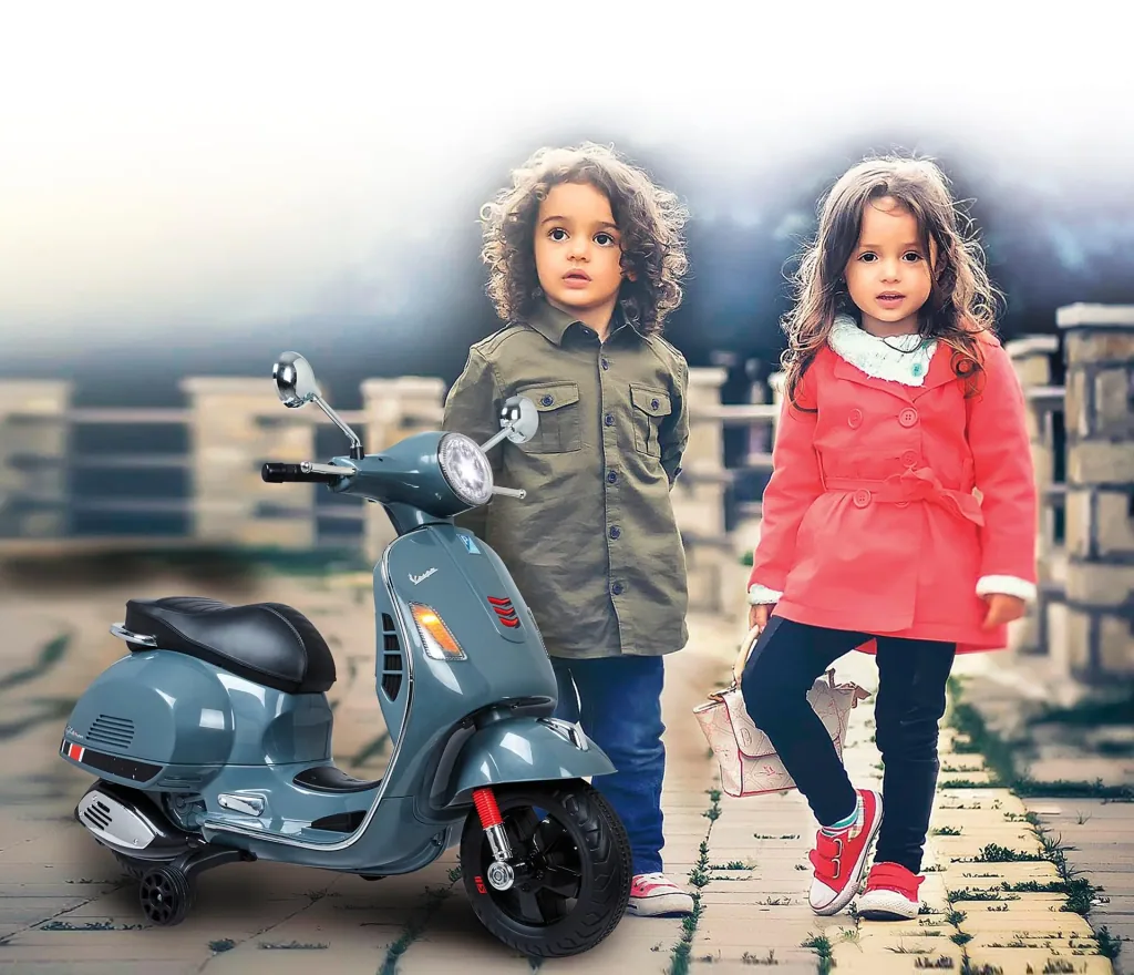Ride-on Vespa für Kinder, 12 Volt, Grau