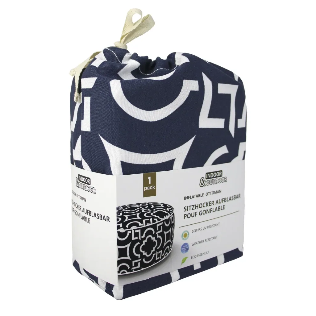 Aufblasbarer Lounge-Sitzhocker in Blau/Weiss