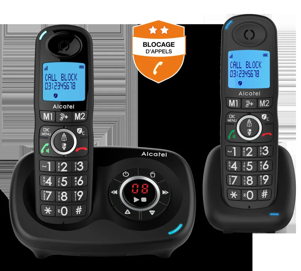Komfort-Telefon Alcatel XL595B Duo Voice mit Call-Block-Funktion, schnurlos