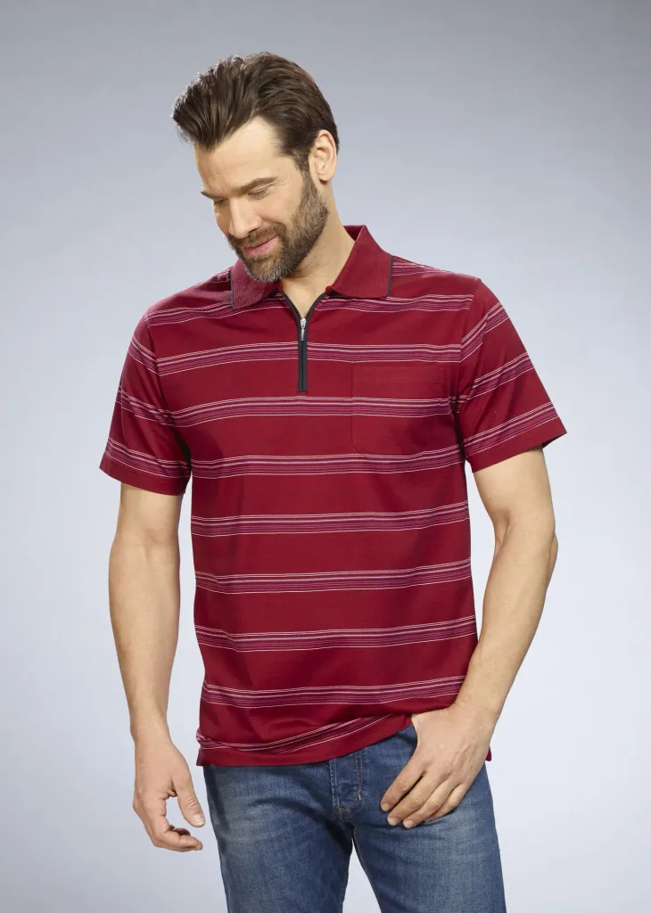 Poloshirt gestreift, Farbe rot, Gr.M