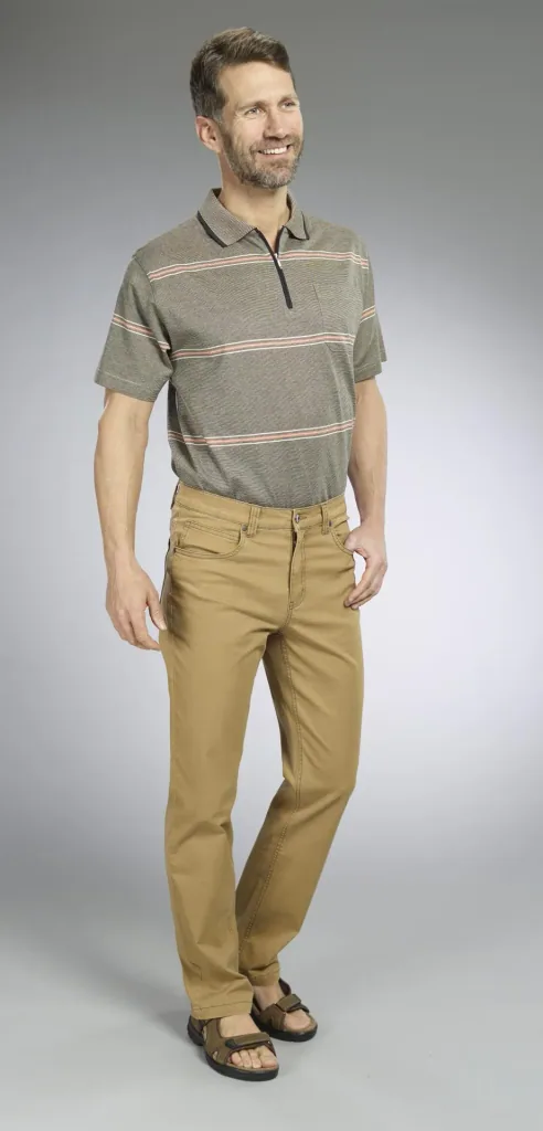 Poloshirt gestreift, Farbe khaki, Gr.M