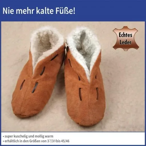 Fellhausschuhe, braun, Größe 45/46