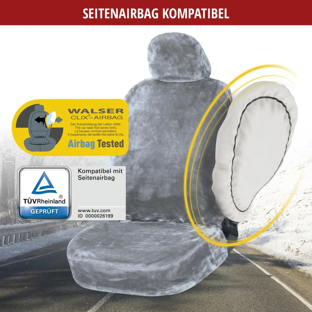 Autositzbezug "Teddy" - Kunstfell - silber