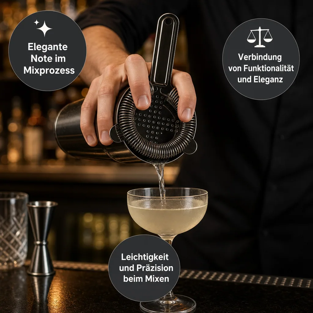 Julep Sieb, Julip Strainer - CROSS, Edelstahl 304 - GMB - Rotgussschwarz