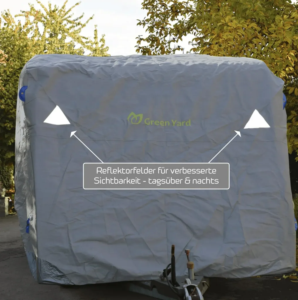 Wohnwagenabdeckplane mit Reflektoren XXL, 730 x 250 x 220 cm