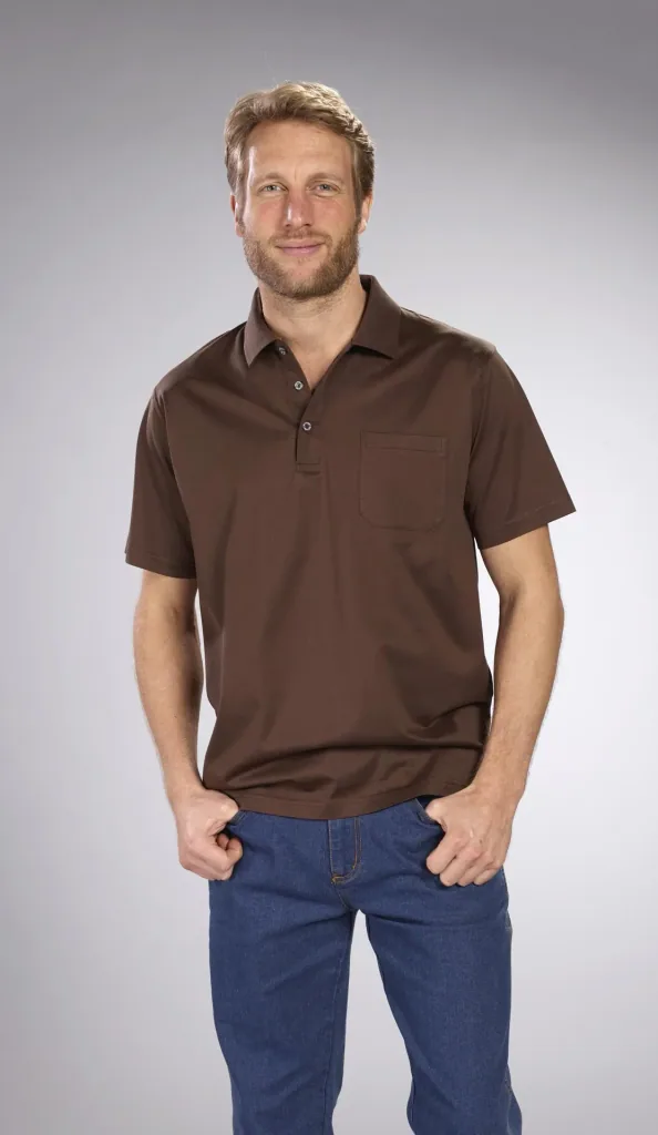 Poloshirt mit Knopfleiste, Farbe khaki, Gr.M