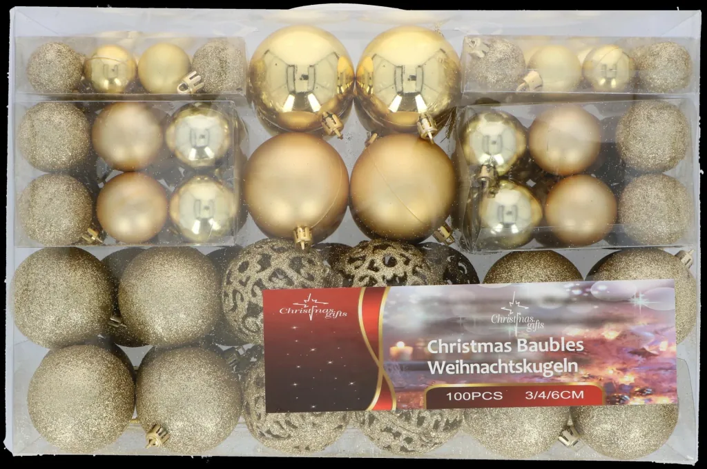 Weihnachtskugeln, gold, 100 Stück