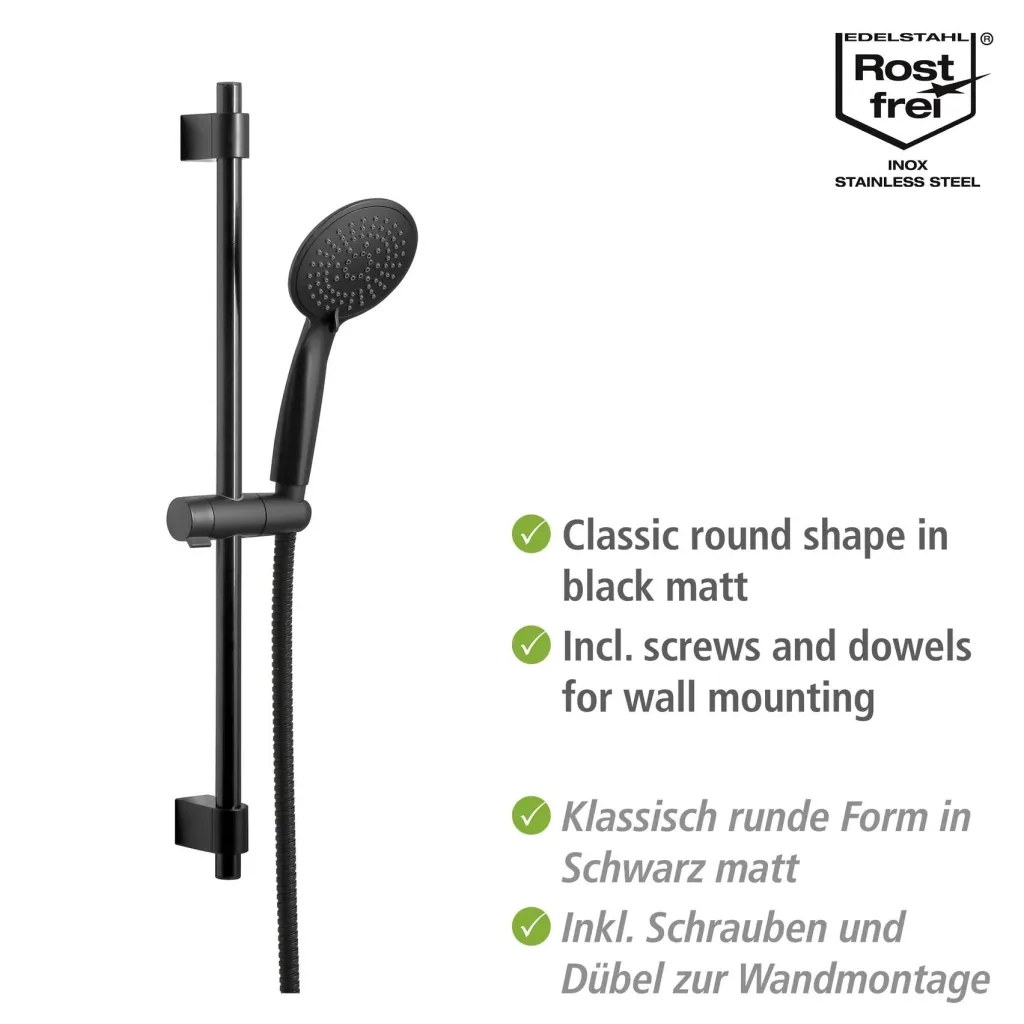 Brauseset Young Schwarz, Länge Stange: 66 cm