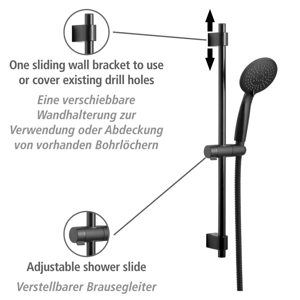 Brauseset Young Schwarz, Länge Stange: 66 cm