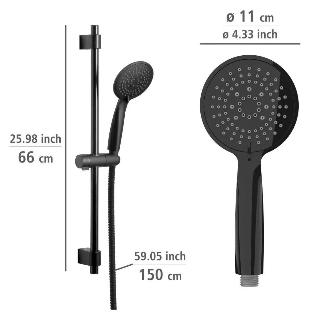 Brauseset Young Schwarz, Länge Stange: 66 cm