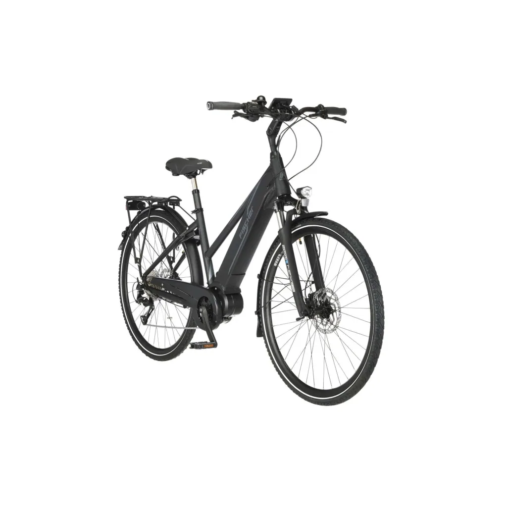 Damen E-Bike Trekking, 28 Zoll, Rahmengröße 44 cm, 9-Gang Kettenschaltung, schwarz matt, VIATOR 4.1i