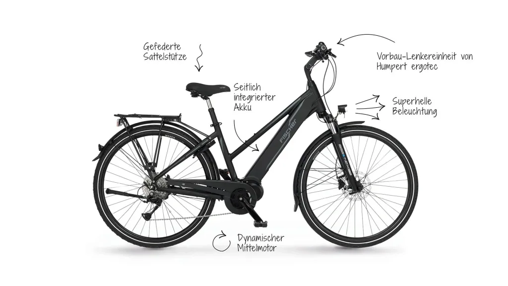 Damen E-Bike Trekking, 28 Zoll, Rahmengröße 44 cm, 9-Gang Kettenschaltung, schwarz matt, VIATOR 4.1i