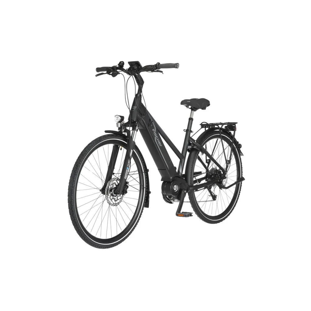 Damen E-Bike Trekking, 28 Zoll, Rahmengröße 44 cm, 9-Gang Kettenschaltung, schwarz matt, VIATOR 4.1i