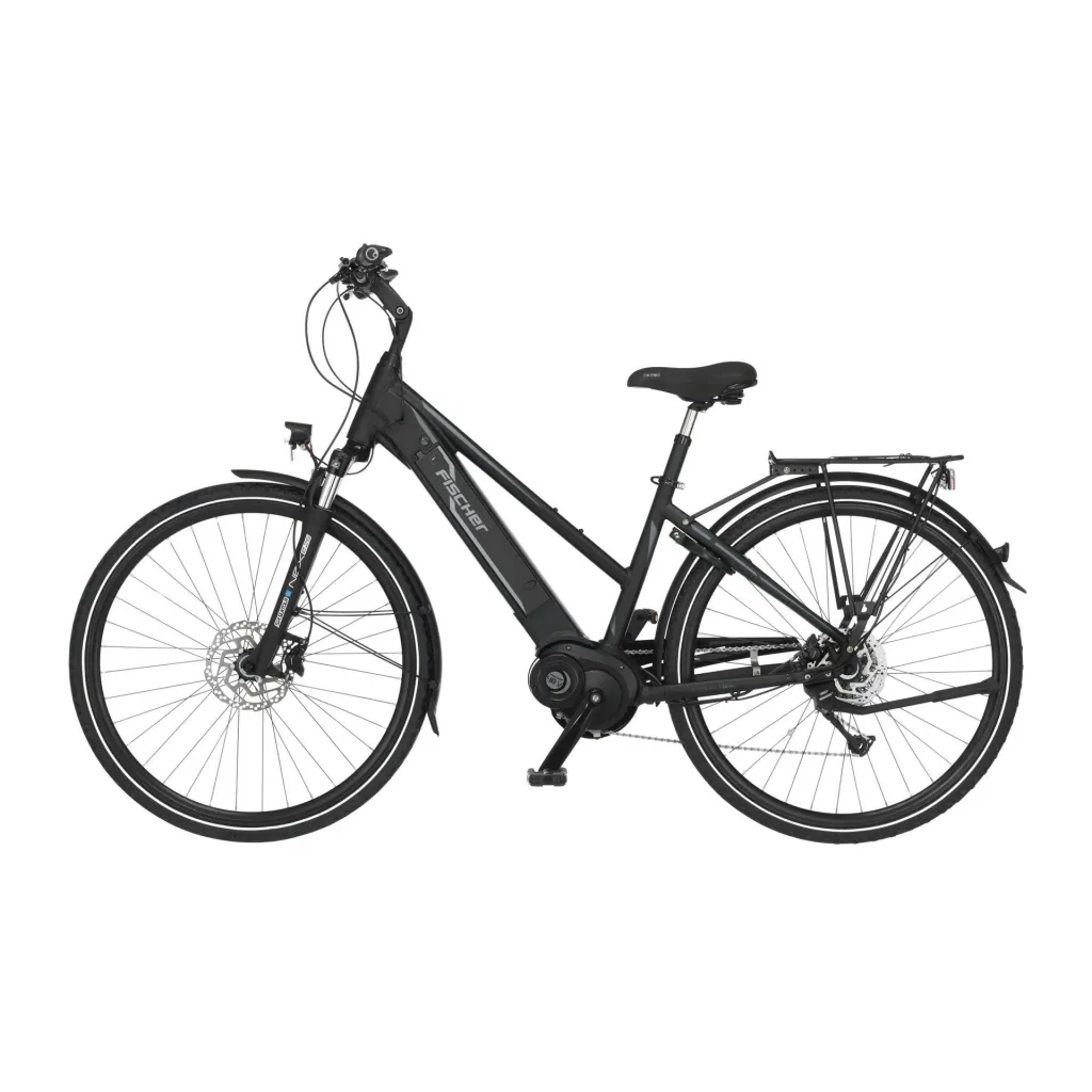 Damen E-Bike Trekking, 28 Zoll, Rahmengröße 44 cm, 9-Gang Kettenschaltung, schwarz matt, VIATOR 4.1i