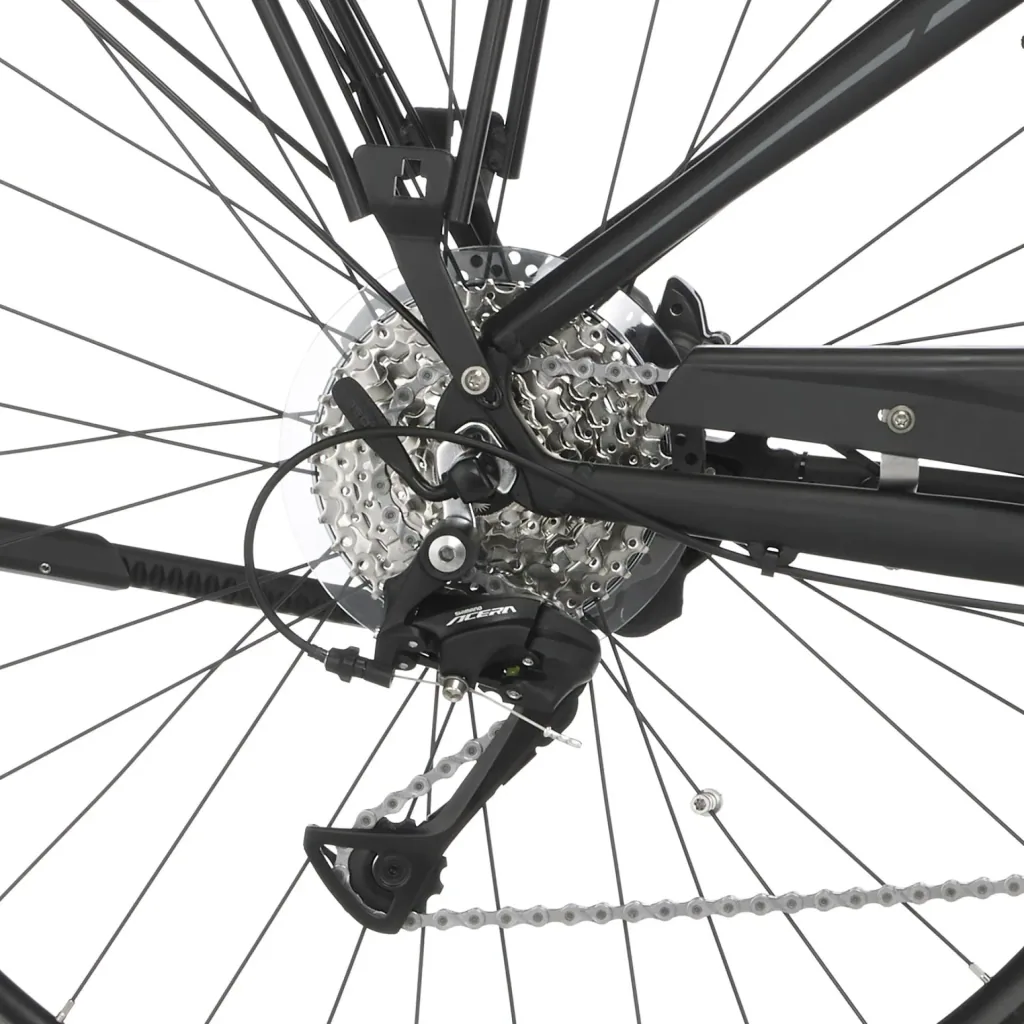 Damen E-Bike Trekking, 28 Zoll, Rahmengröße 44 cm, 9-Gang Kettenschaltung, schwarz matt, VIATOR 4.1i