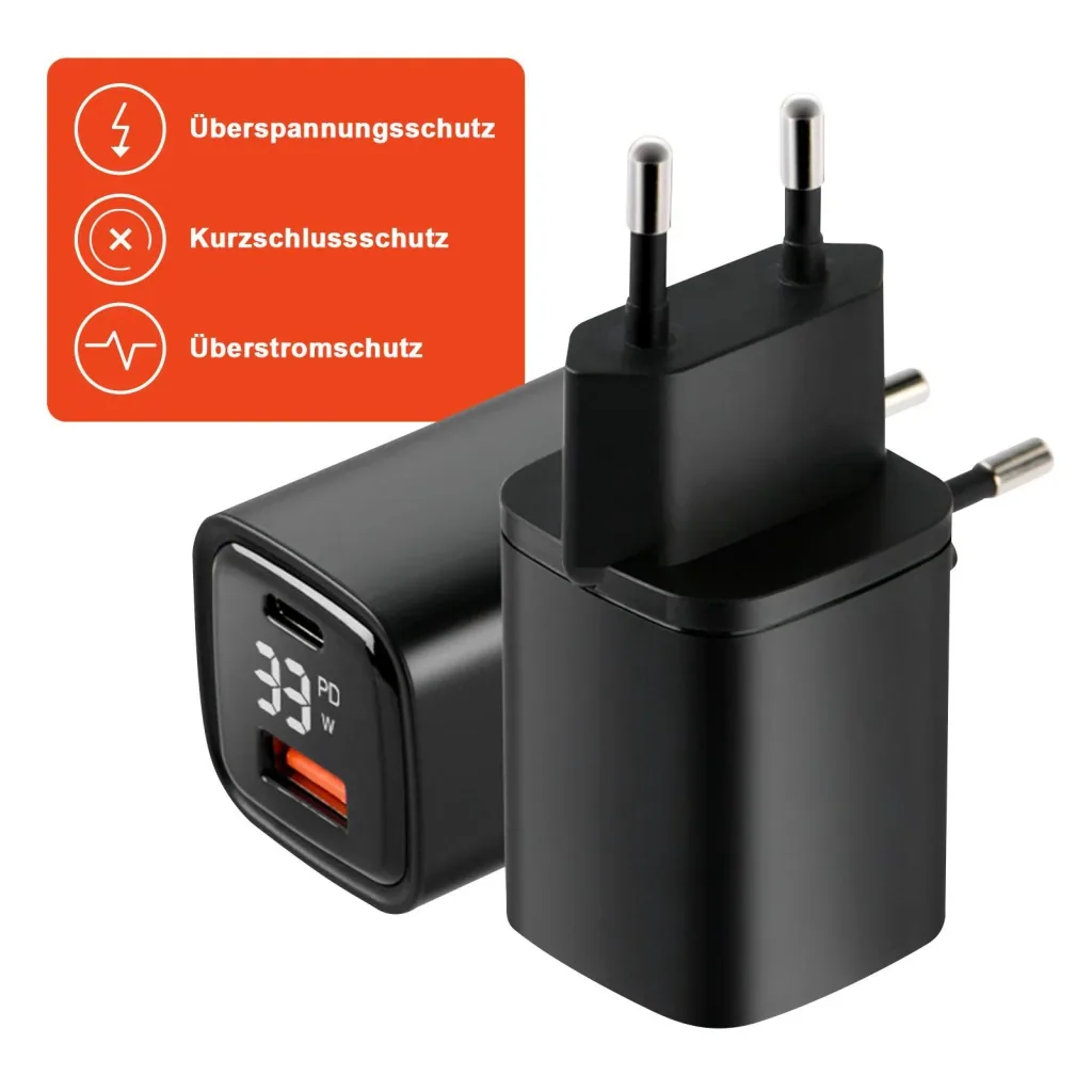 Dual USB Ladegerät mit USB-C / A Port mit Schnellladefunktion, 33 Watt PowerDevice
