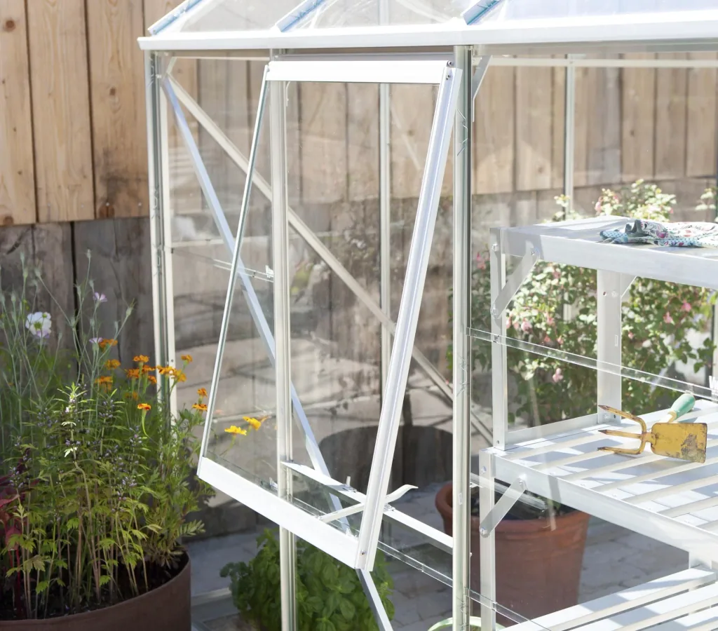 Seitenfenster V mit ESG 3 mm, Farbe alu