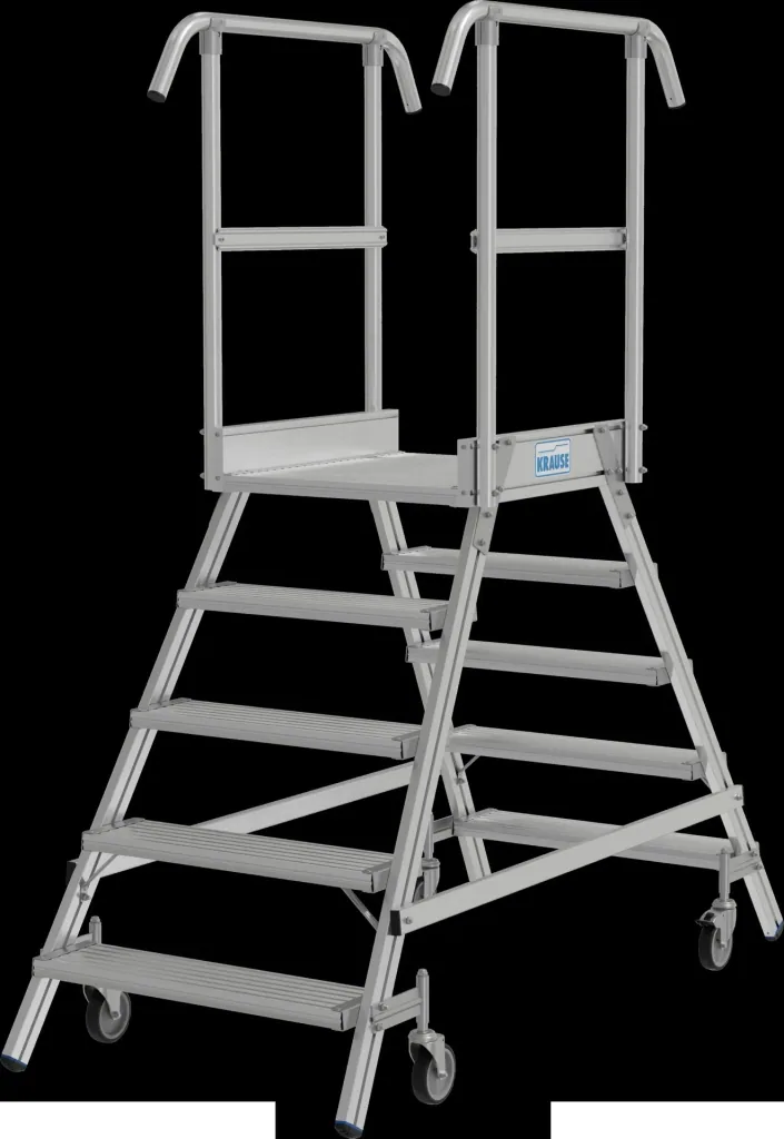 Podestleiter 2 x 5 Alustufen beidseitig Besteigbar