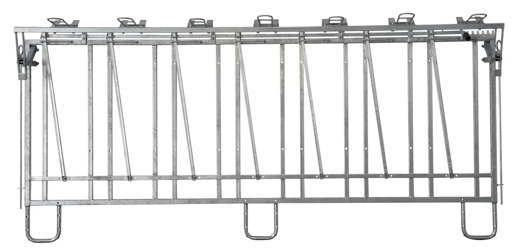 Fanggitter mit 7 Fressplätzen für modulare Zaunaufstallung