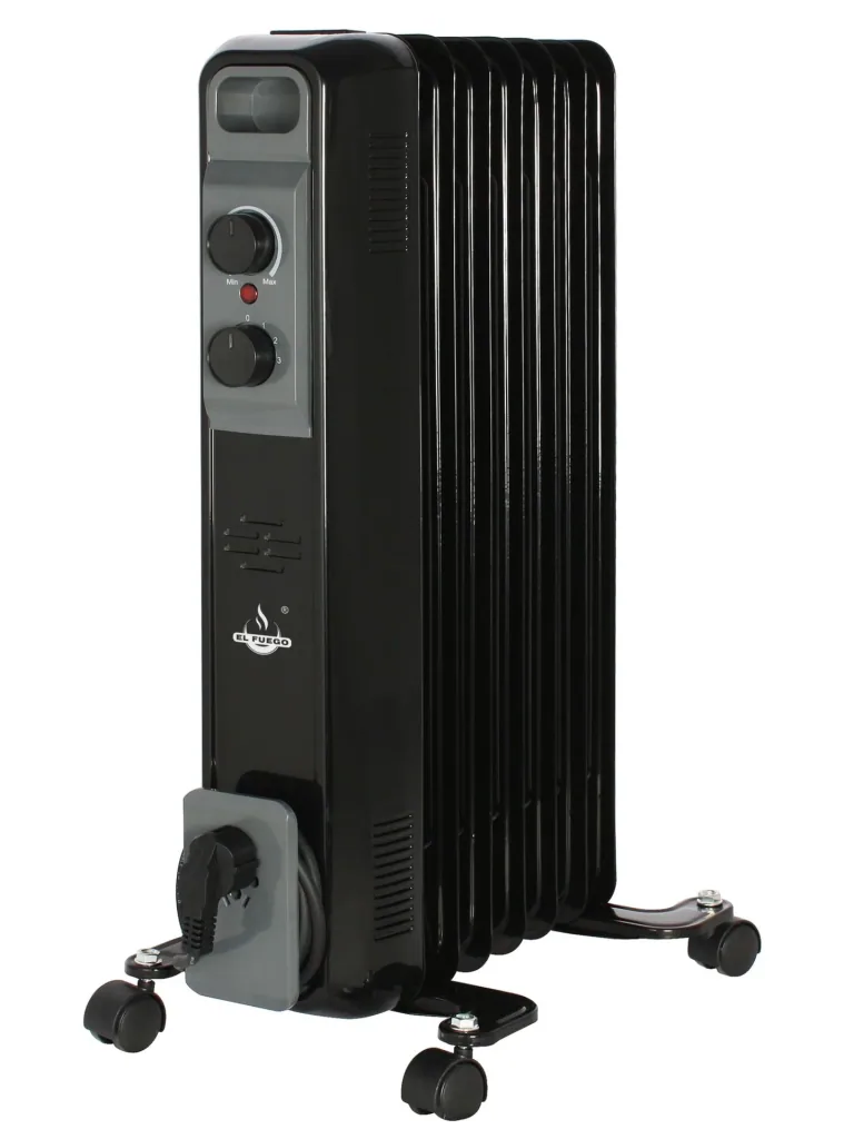 Mobiler Ölradiator, schwarz, 7 Rippen