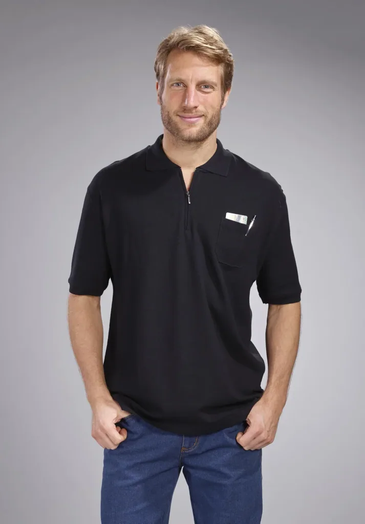 Poloshirt mit Reißverschluss, schwarz, Gr.XL