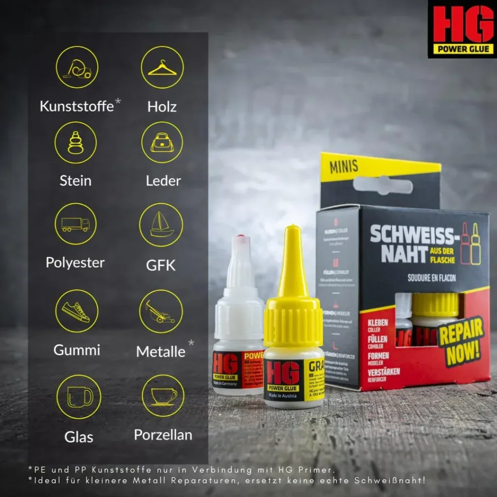 SADF Mini Set, Schweißnaht aus der Flasche, Kleber, 5 g + Granulat, 10 g