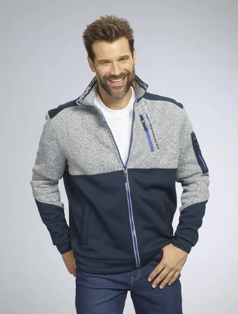 Strick Fleecejacke, Farbe marine/grau, Gr.M