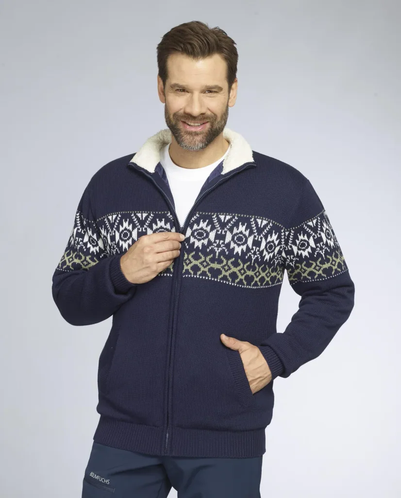Strickjacke gefüttert, Farbe navy/grün, Gr.L