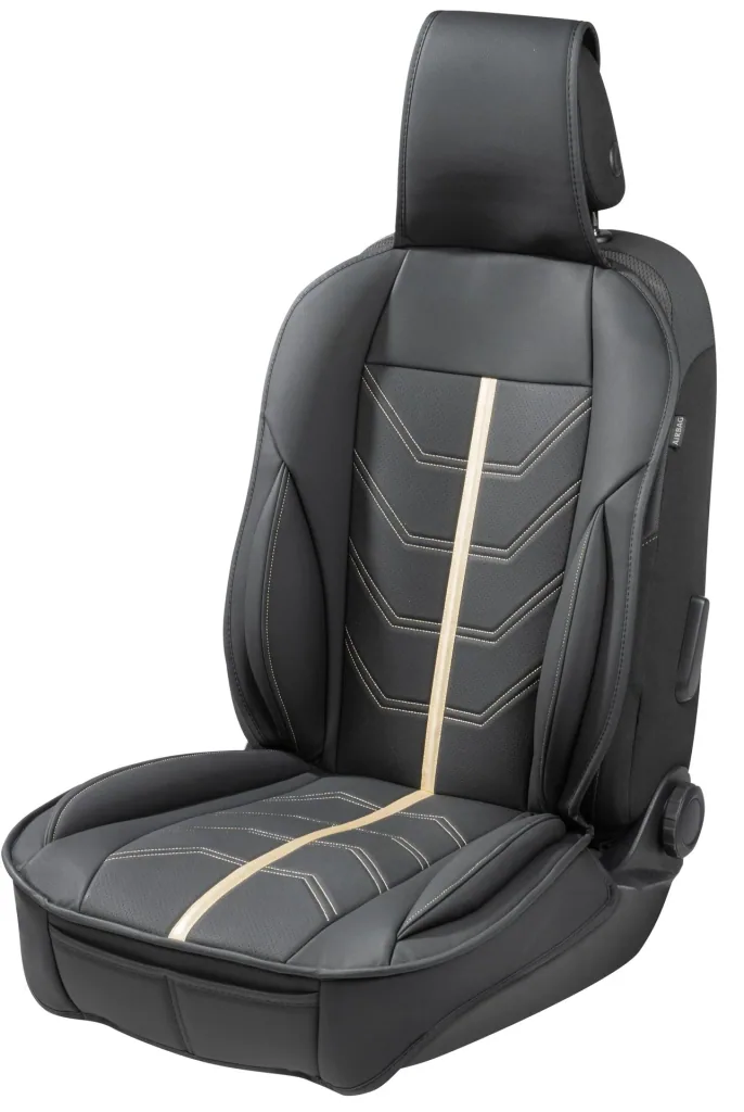 PKW Sitzauflage Kimi, Auto-Sitzaufleger im Rennsportdesign schwarz/gold