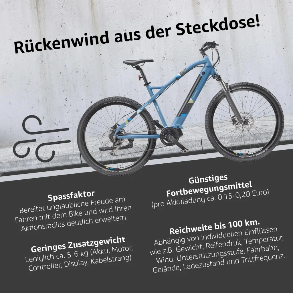 Unisex Alu MTB E-Bike, 29 Zoll, 8-Gang Kettenschaltung, blau, Aufsteiger M925 Hardtail