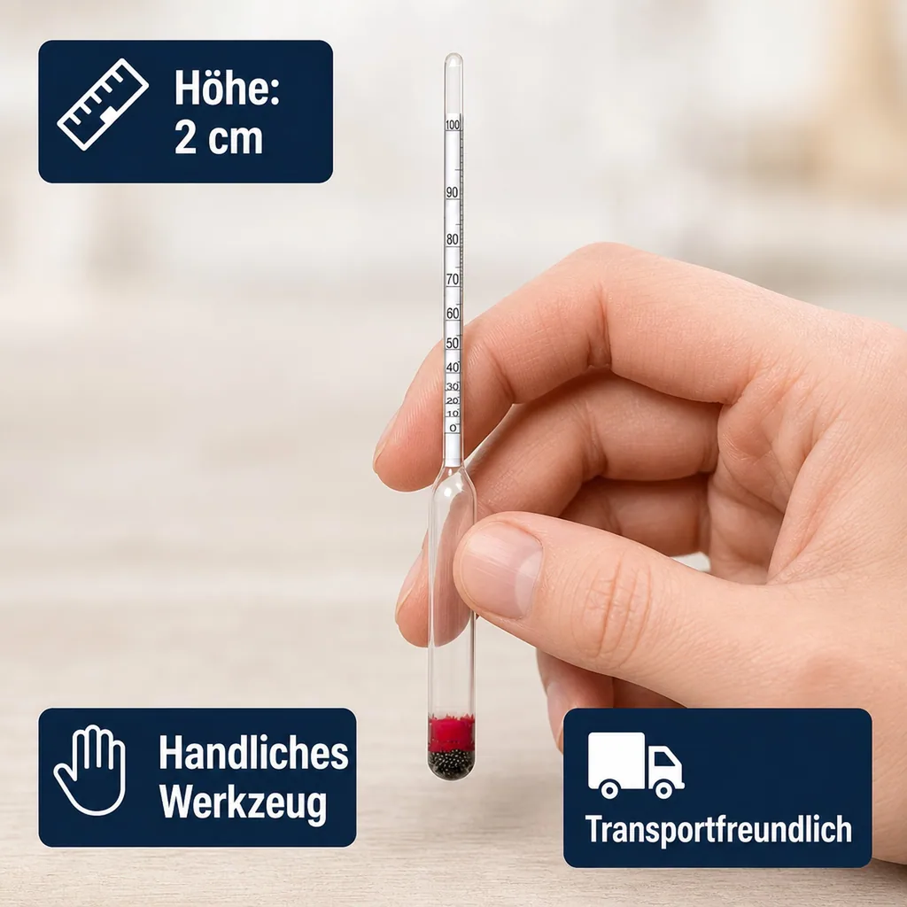 Alkoholmessgerät, Alkoholmeter, Alkoholspindel (0-100%) für Spirituosen