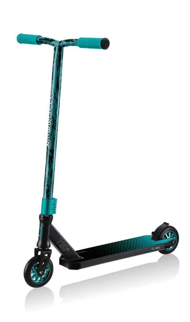 STUNTSCOOTER GS 720   Freestyle Kickroller, 110 mm, ABEC 7, verstärkter Lenker, 360°-Lenkung, schwarz-türkis