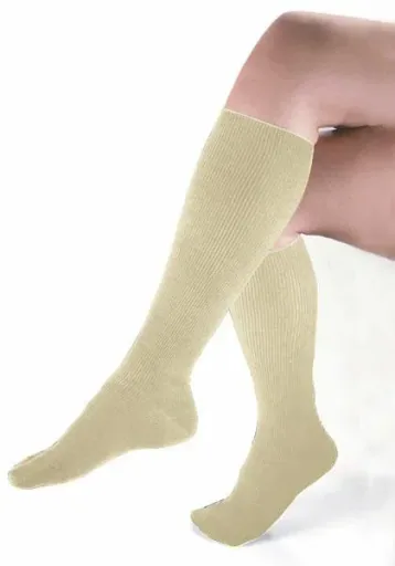 Stützkniestrumpf mit Frotteepolsterung, beige, Gr. 42/43