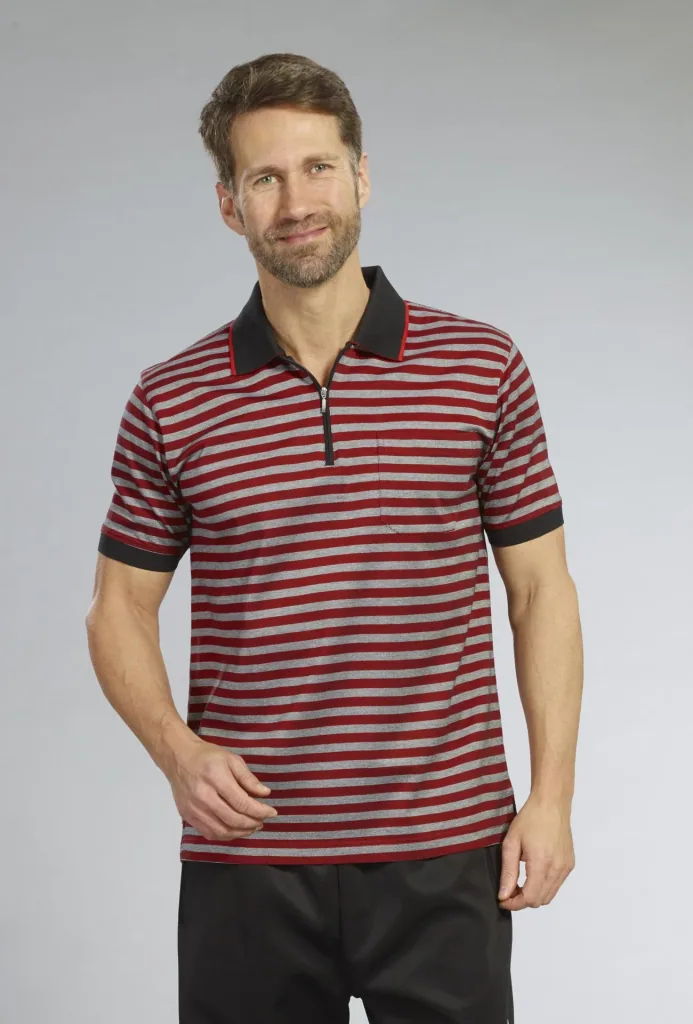 Poloshirt, Farbe rot/schwarz gestreift, Gr.M